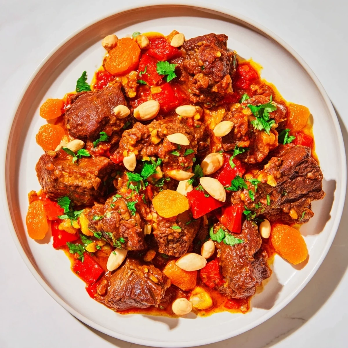 A warm bowl of Slow Cooker Moroccan Lamb Tagine served alongside fluffy steamed couscous, ready for a comforting family dinner.