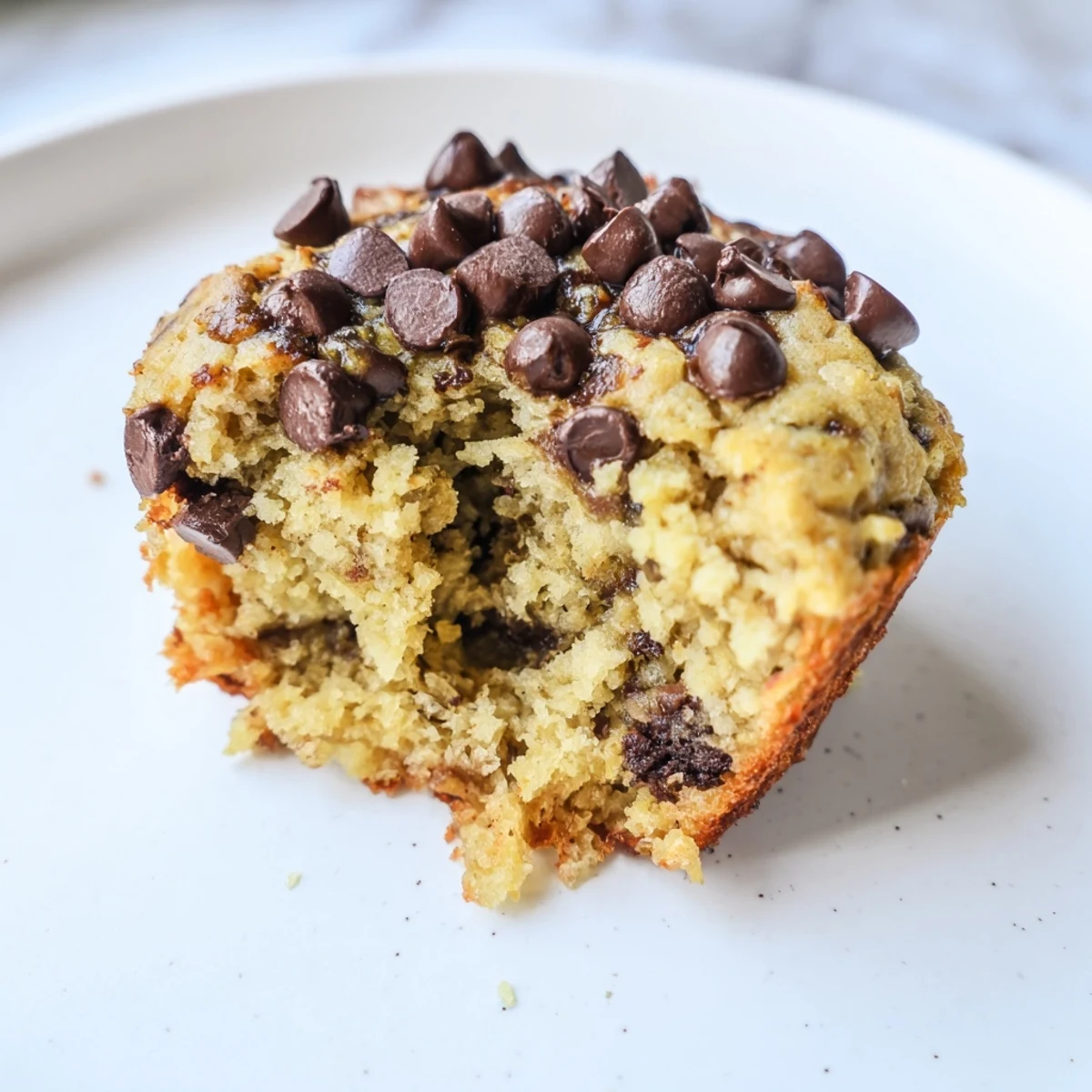 Freshly baked Chocolate Chip Banana Bread Muffins in a muffin tin, showcasing golden-brown tops and moist crumb.