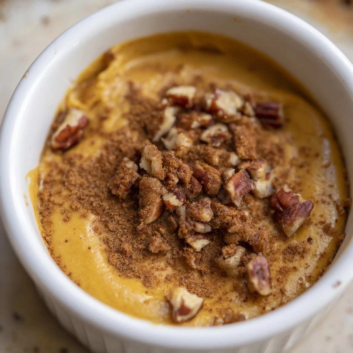 Effortless Baked Pumpkin Pudding cooling on a wire rack with a cozy autumn setting.