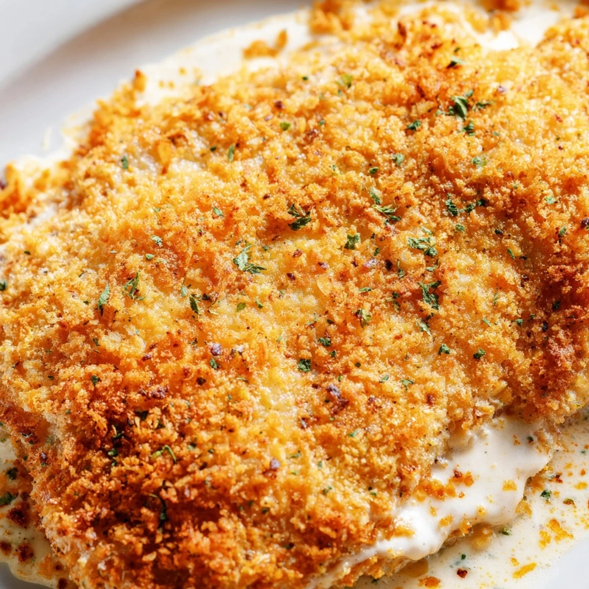 Savory Melt In Your Mouth Chicken emerges bubbly from the oven, garnished with fresh parsley, ready for dinner.