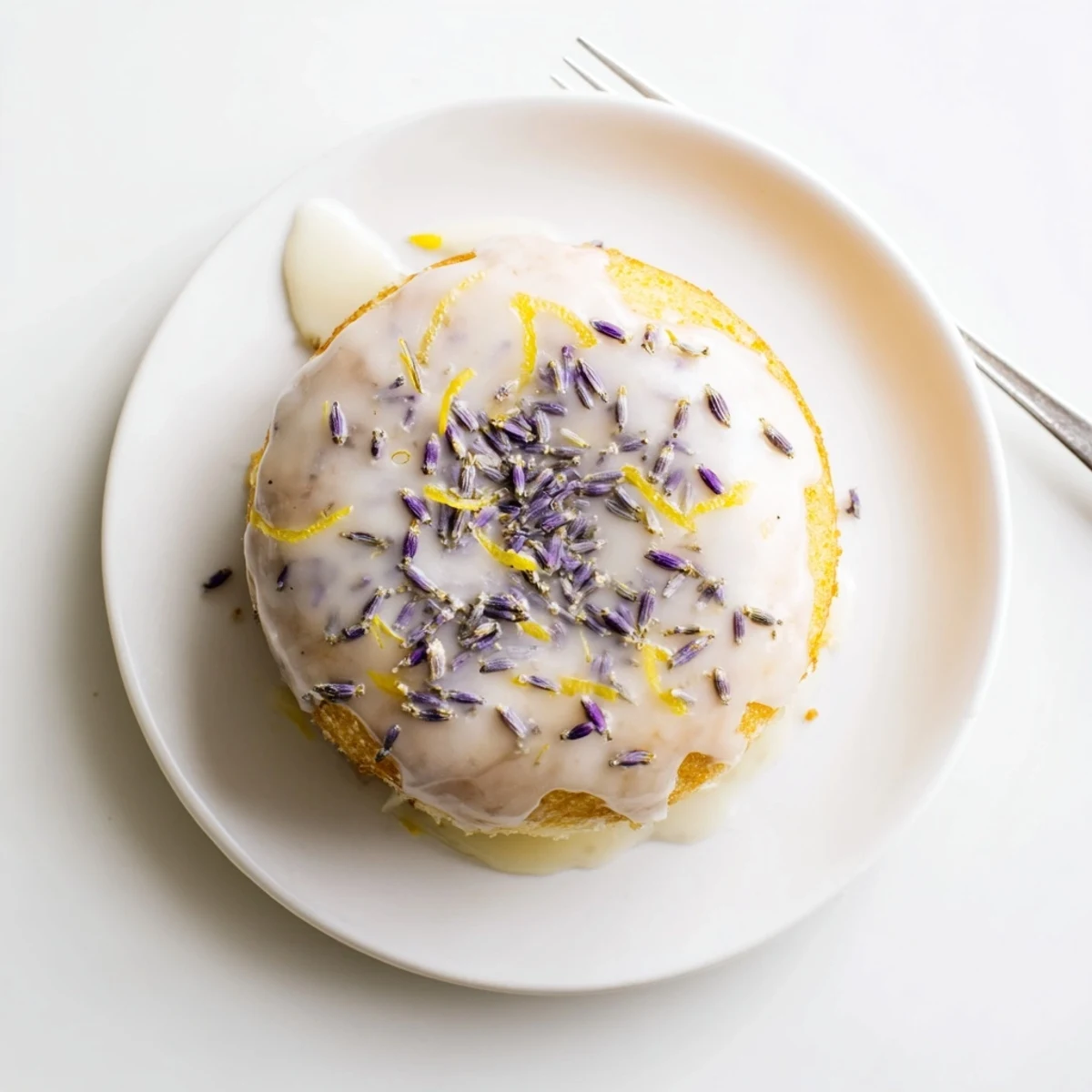 Moist Lemon Lavender Cake slice on a floral napkin, ideal for afternoon tea or special occasion gatherings.
