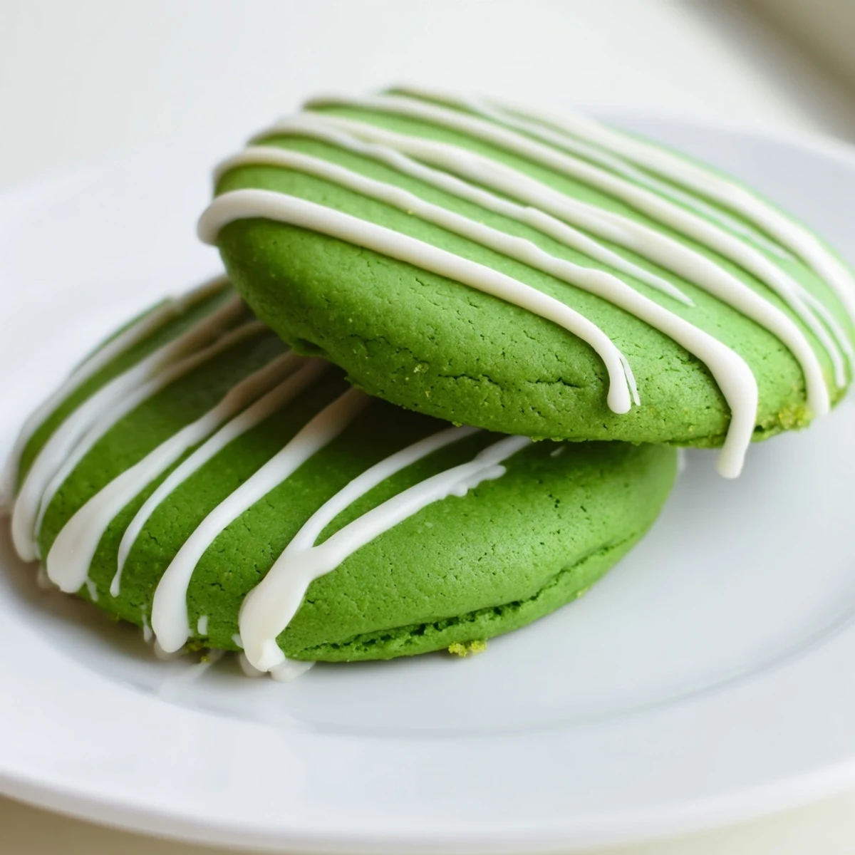 Chewy green velvet treats with creamy white chocolate swirls on baking parchment