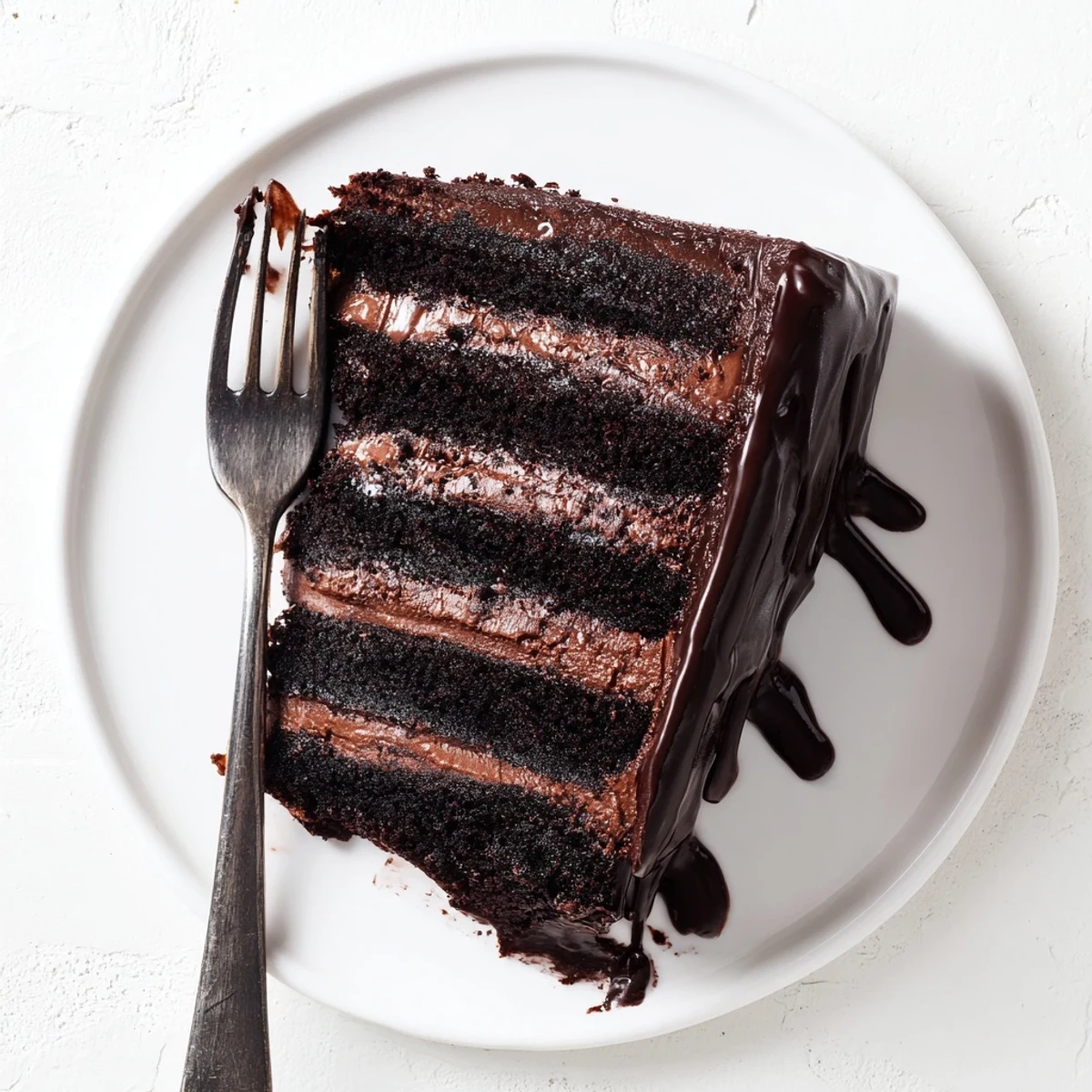 Rich dark chocolate mousse cake with glossy glaze and velvety smooth layers finished elegantly