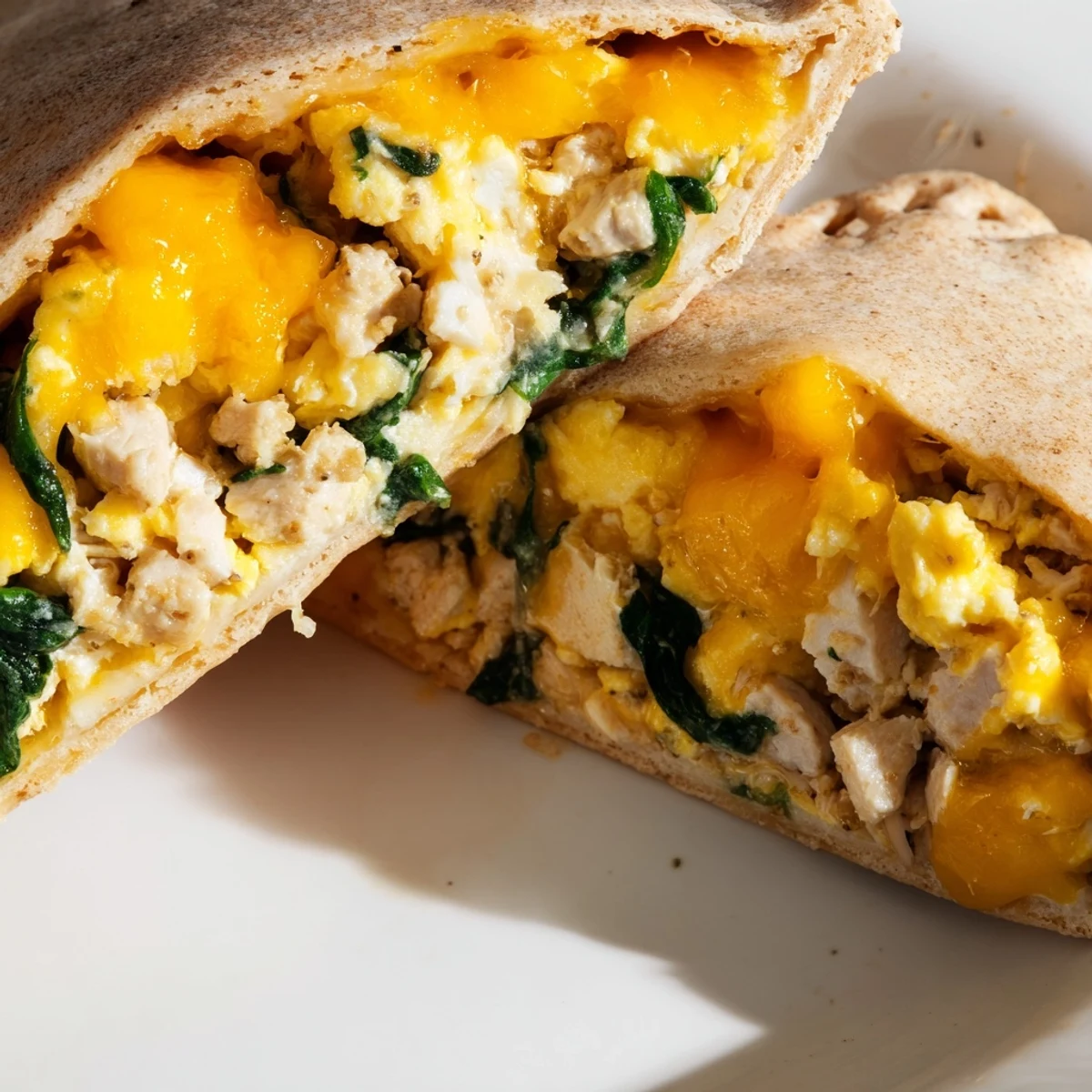 Golden high protein breakfast hot pockets with egg, turkey, and cheese filling