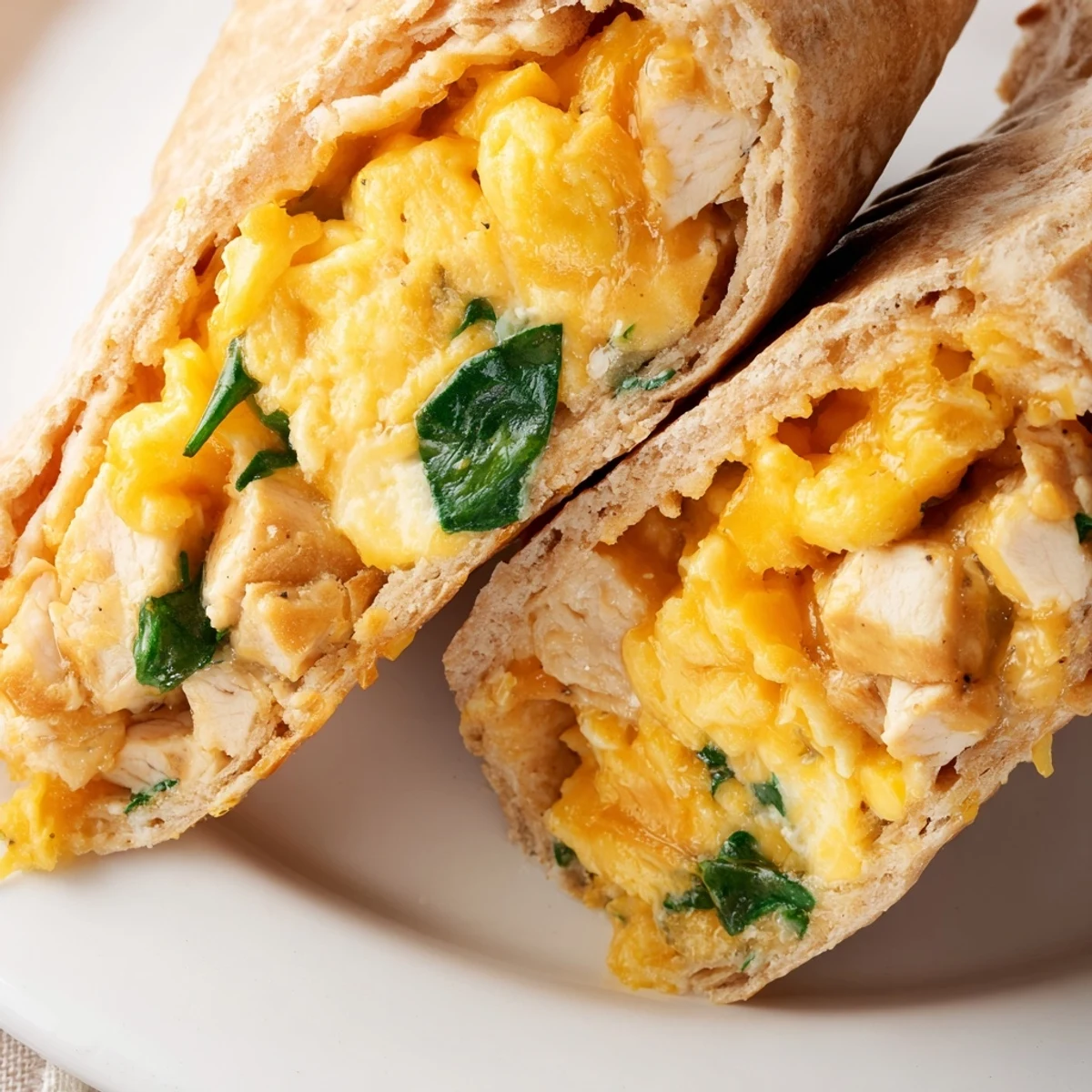 Handheld high protein breakfast hot pockets stuffed with scrambled eggs and melted cheese