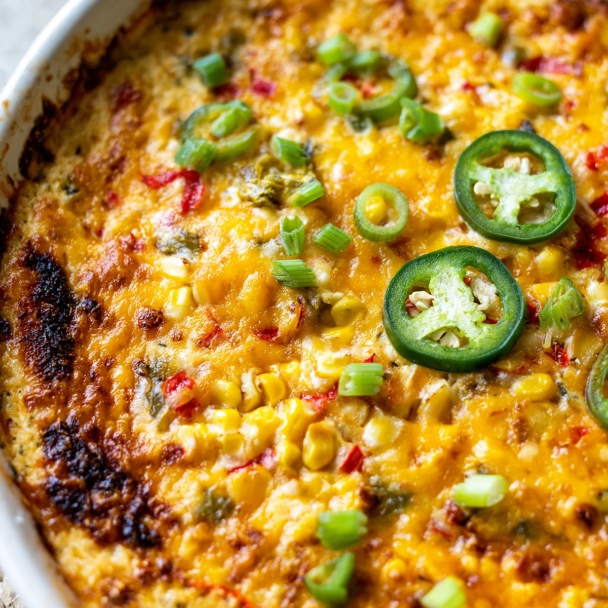 Golden bubbly Spicy Roasted Jalapeno Cowboy Cream Cheese Dip in a baking dish