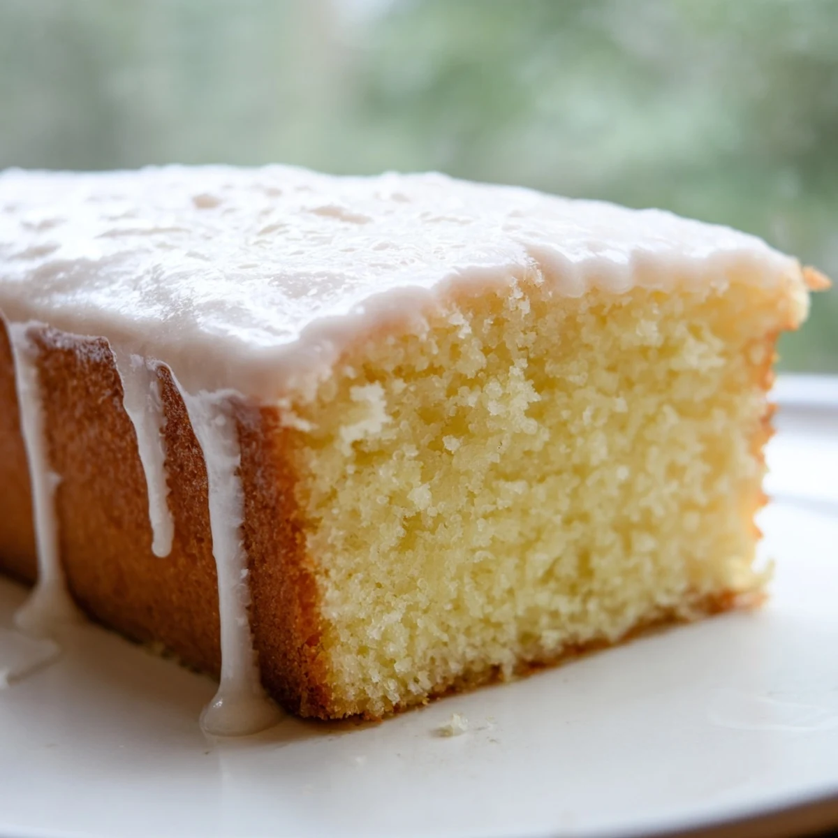 Classic church cake sliced and served on a white plate with coffee for gatherings