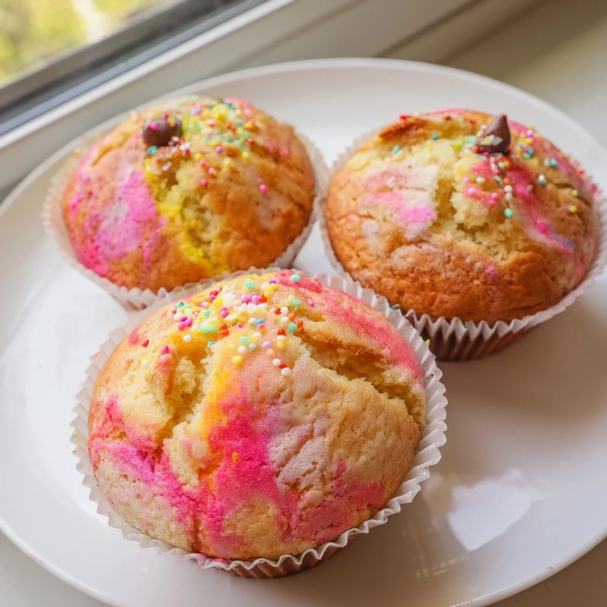 Steamed Blooming Cupcakes with cracked tops on a rustic cooling rack