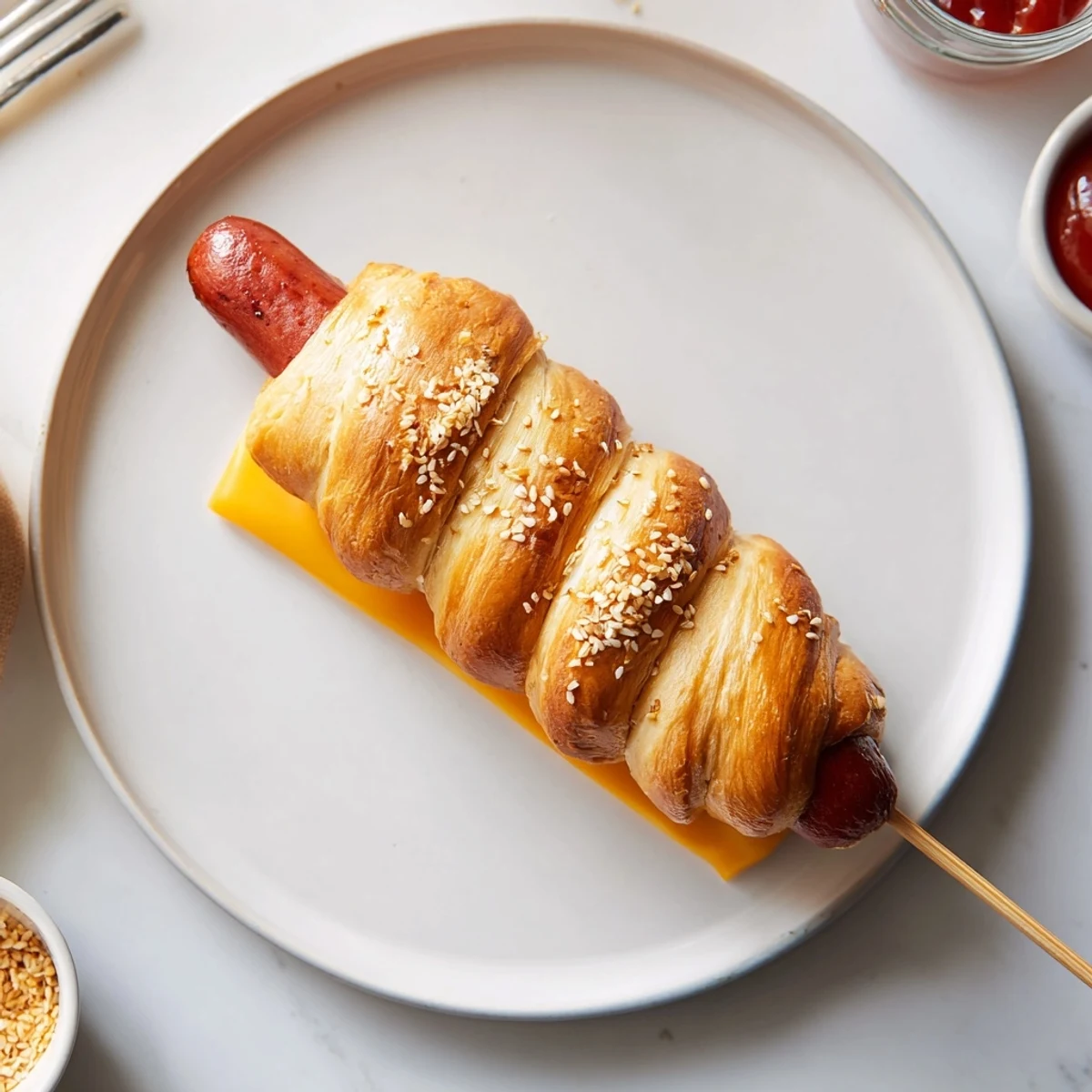 Party ready Firecracker Hot Dogs Recipe on skewers, perfect for Fourth of July