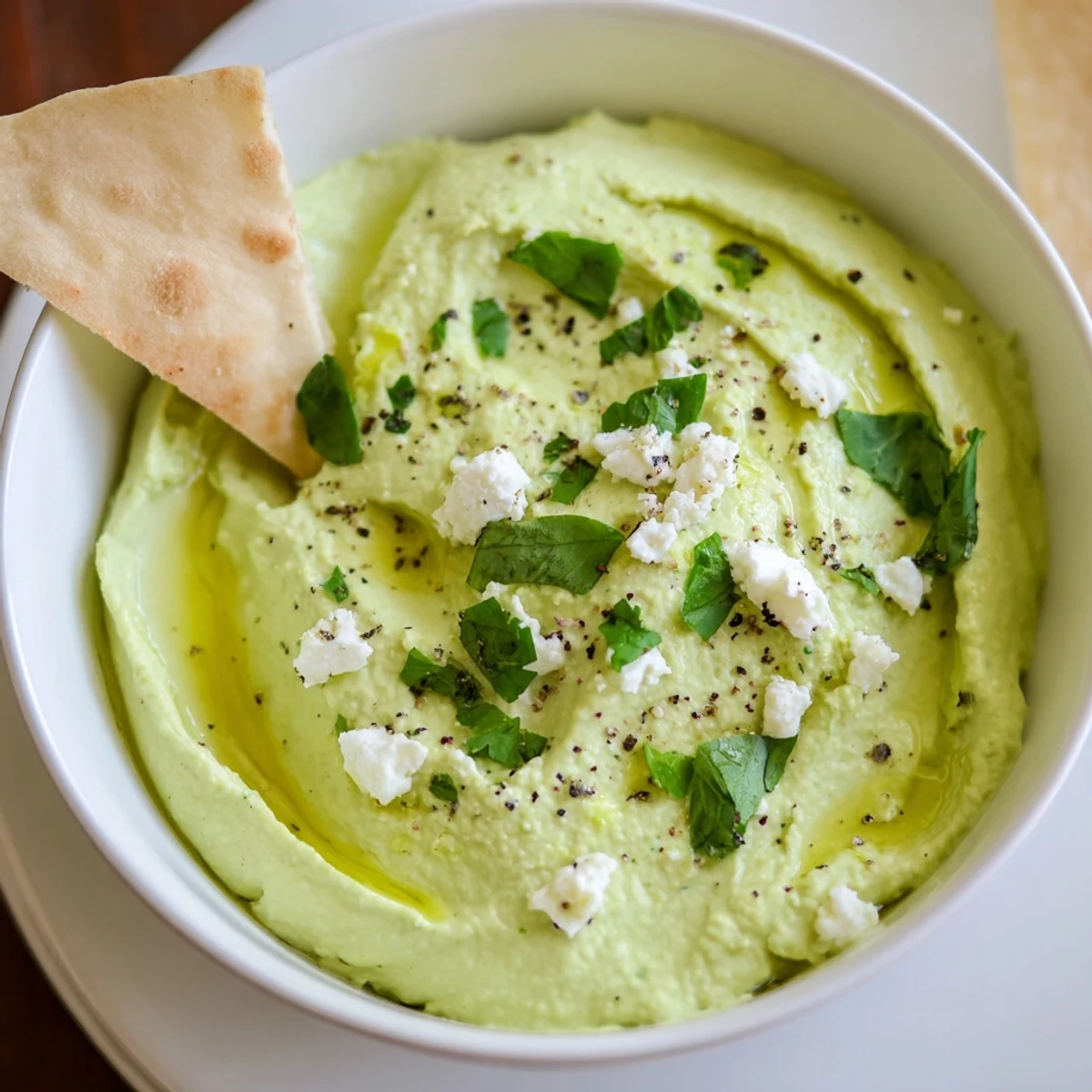Velvety Creamy Avocado Feta Dip with fresh lime zest and minced garlic