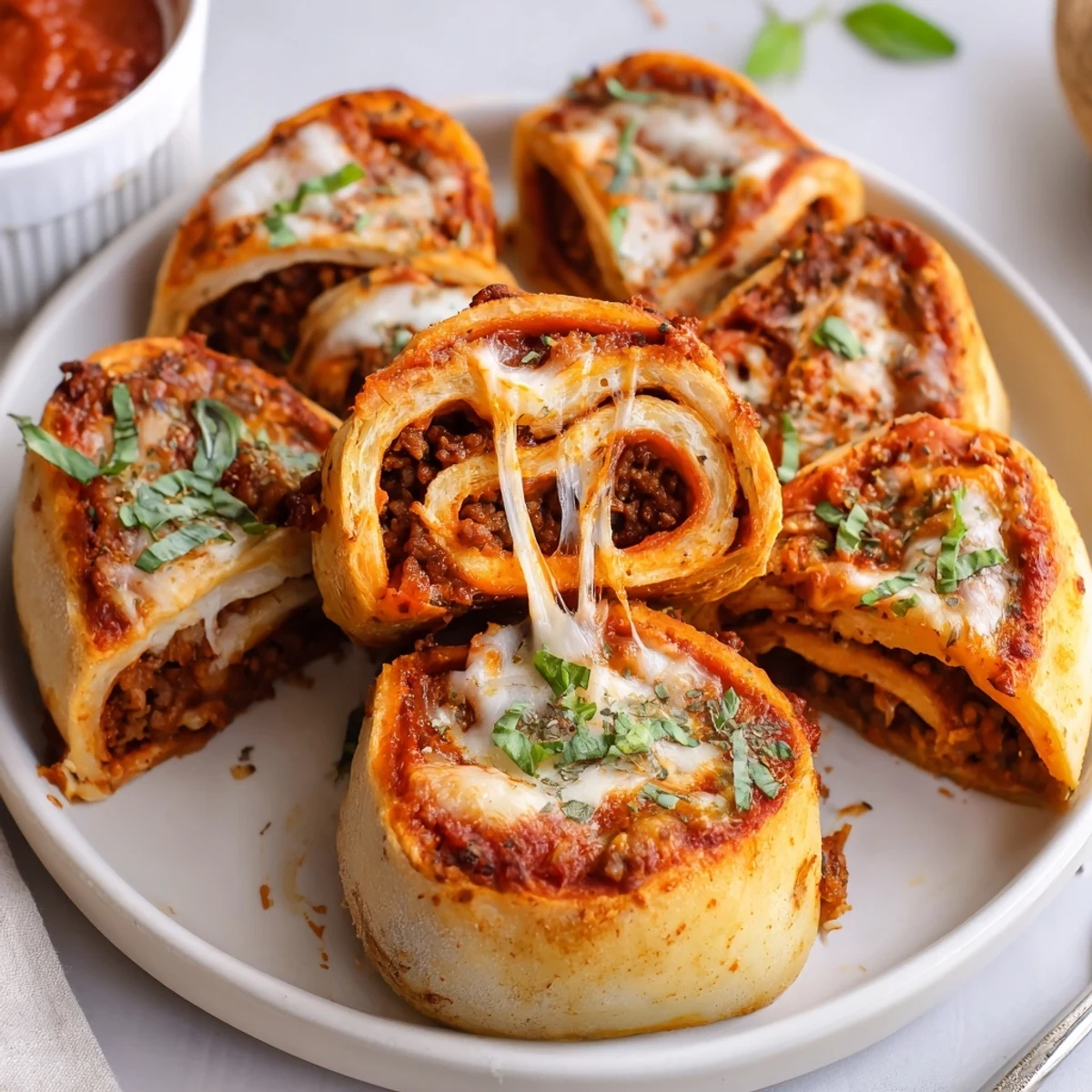Cheesy Beef Pepperoni Pizza Roll Ups Snack Recipe sliced, savory beef and spicy pepperoni