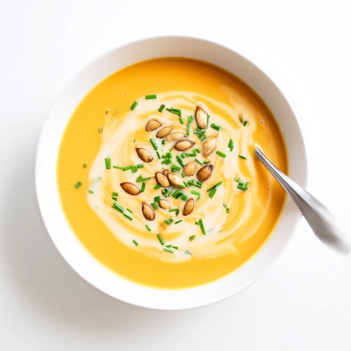 Steaming bowl of velvety butternut squash soup served with crusty bread for a comforting meal
