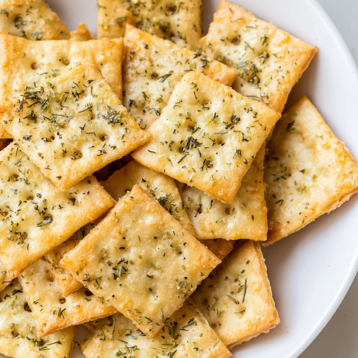 Oven-baked Dill Pickle Saltines, savory tang and crunchy texture for sharing