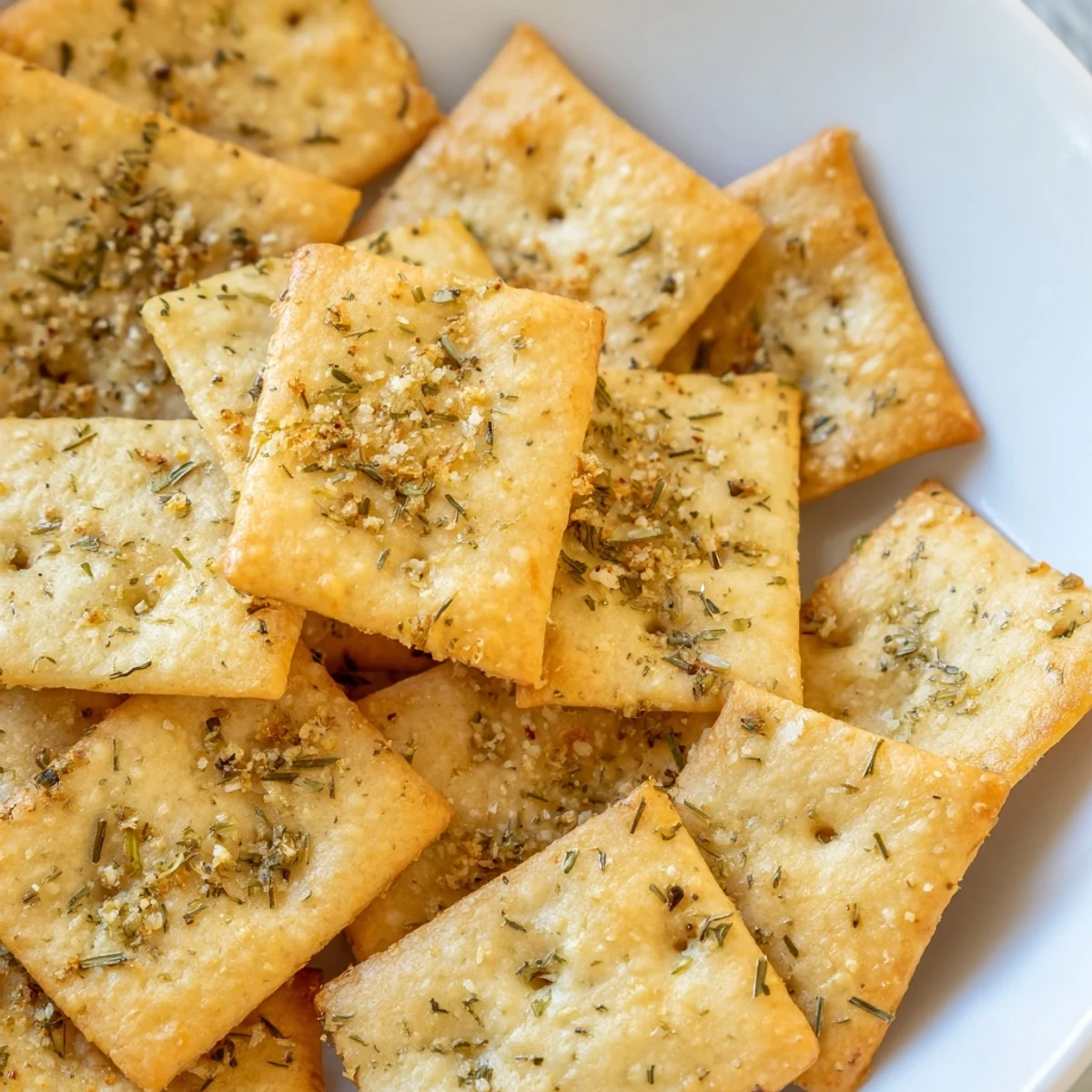 Bowl of Dill Pickle Saltines with cooling rack, perfect party snack