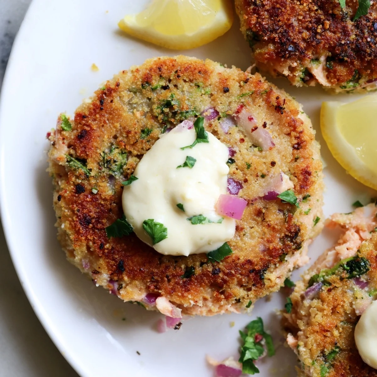 Lemon Garlic Salmon Cakes