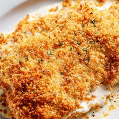 Savory Melt In Your Mouth Chicken emerges bubbly from the oven, garnished with fresh parsley, ready for dinner.